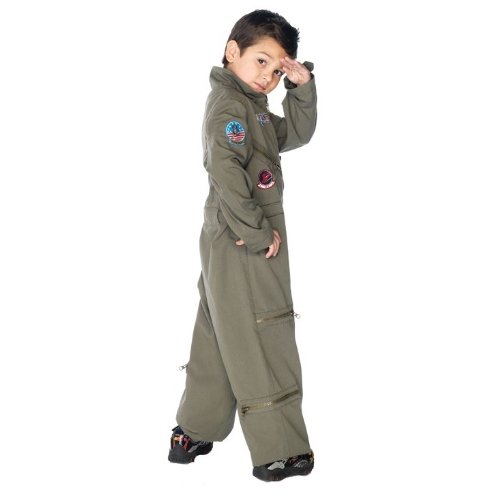 Leg Avenue boys Top Gun Movie Flight Suit - Cute Family Halloween Onesie for Kids Adult Sized Costumes, Khaki, Small US