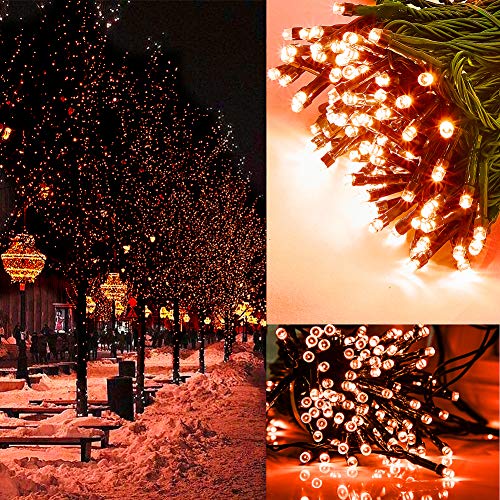 Twinkle Star, 9 Inches Indoor Outdoor, LED String Light for 8 Modes Waterproof for Indoor Outdoor Christmas Tree Wedding Party Bedroom (Orange, 66 ft)