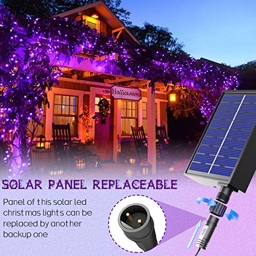 Solar Purple Christmas Lights Outdoor - 72FT 200 LED Waterproof Mini Solar Powered Purple String Lights 8 Modes Solar Outdoor Tree lights for Christmas Party Patio Garden Holiday Yard Xmas Decoration