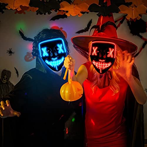 Lumiparty 4 PACK Halloween Scary Mask LED Mask LED Purge Mask LED Light Up Mask for Halloween Costume. (style3)