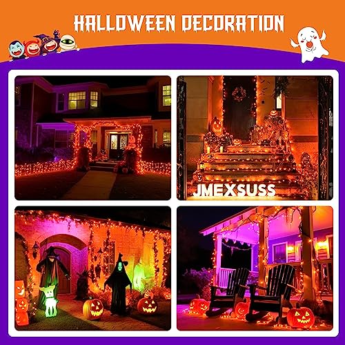 JMEXSUSS 600 LED Halloween Lights Outdoor Waterproof, 8 Modes Orange String Lights Plug in Orange Halloween Tree Lights for Room, Fireplace, Party, House, Yard, Halloween Thanksgiving Decorations