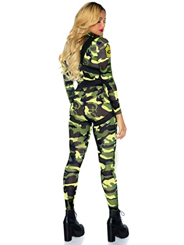 Leg Avenue 2 Piece Pretty Paratrooper Camp Jumpsuit-Sexy Soldier Costume Bodysuit and Harness for Women, Camo, X-Large