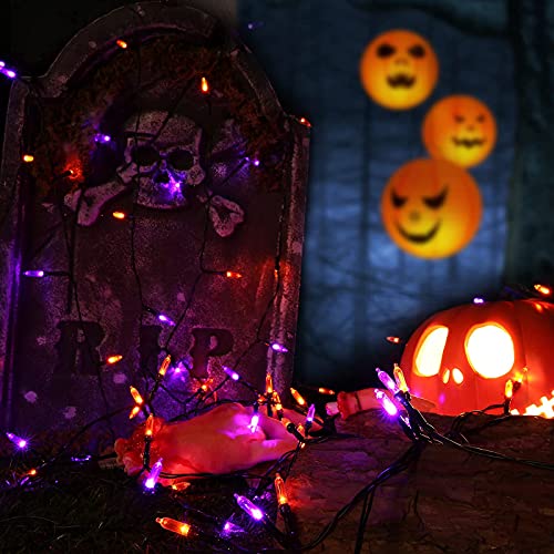 Lomotech Battery Operated Halloween Lights, 33ft 100 LED Orange Purple String Lights Waterproof Fairy Lights with 8 Modes & Timer for Halloween Decorations