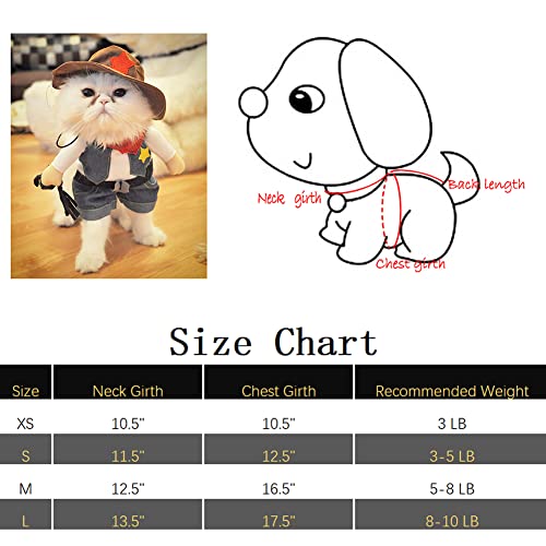 NACOCO Cowboy Dog Costume with Hat Dog Clothes Halloween Costumes for Cat and Small Dog (Medium) Blue