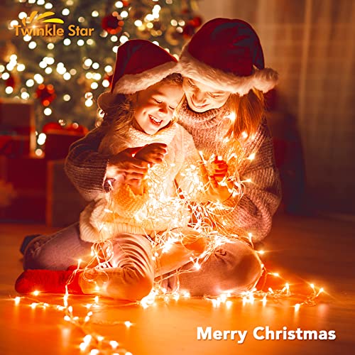 Twinkle Star 360 LED Christmas Icicle Lights Outdoor Dripping Ice Cycle Lights, 29.5ft 8 Modes Curtain Fairy Lights with 60 Drops, Indoor Xmas Holiday Wedding Party Decorations (Orange)