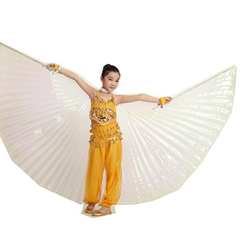 MUNAFIE Halloween Costumes Belly Dance Isis Wings for Children Kids White