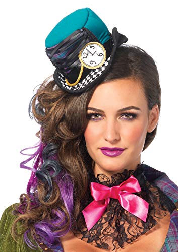 Leg Avenue 3 Piece Deluxe Mad Hatter Set-Sexy Velvet Coat Dress and Mini Top Hat Halloween Costume for Women, Multi, Medium
