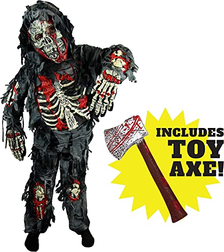 Spooktacular Creations Zombie Deluxe Costume, Scary Halloween Zombie Costume for Boys, Monsters Costume with Toy Axe-M(8-10yr)