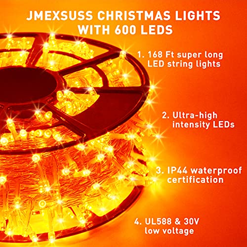 JMEXSUSS 600 LED Halloween Lights Outdoor Waterproof, 8 Modes Orange String Lights Plug in Orange Halloween Tree Lights for Room, Fireplace, Party, House, Yard, Halloween Thanksgiving Decorations