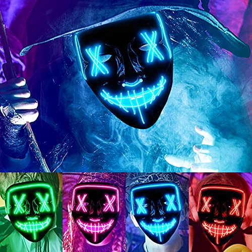 Lumiparty 4 PACK Halloween Scary Mask LED Mask LED Purge Mask LED Light Up Mask for Halloween Costume. (style3)