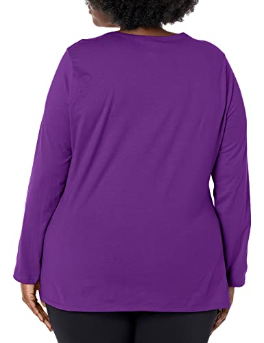 JUST MY SIZE womens Just My Size Women's Plus Size Long Sleeve Tee Shirt, Violet Splendor, 5X US
