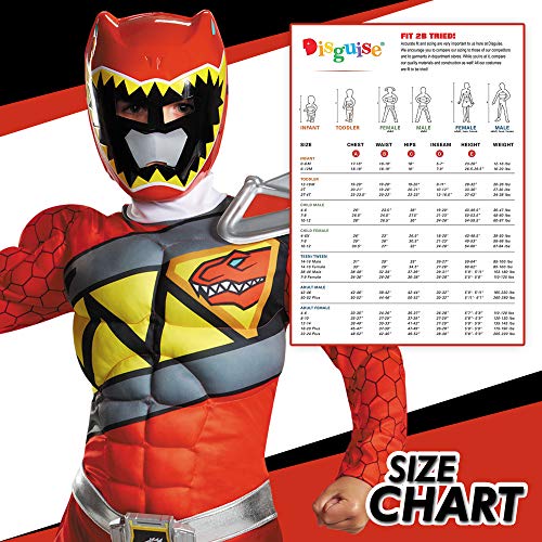 Red Power Rangers Costume for Kids. Official Licensed Red Ranger Dino Charge Classic Muscle Power Ranger Suit with Mask for Boys & Girls, Medium (7-8)