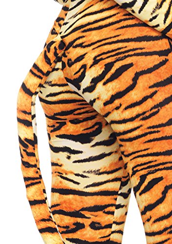 Leg Avenue 2 Piece Wild Tigress Catsuit Set-Sexy Tiger Bodysuit with Tail for Women, Orange/Black, X-Large