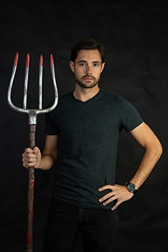 Nicky Bigs Novelties Pitchfork Costume Accessories and Halloween Prop, Scary Pronged Fork with Fake Blood and Realistic Faux Wood Handle, Strong Heavy-Duty Plastic, 56 Multi
