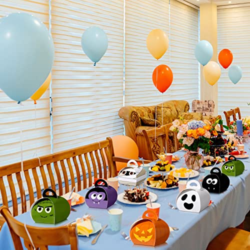 36 Pieces Halloween Trick or Treat Boxes Halloween Goodie Boxes Halloween Candy Boxes with Handle Candy Container Halloween Favor Boxes for Halloween Party Treat Favors Decoration, 6 Patterns