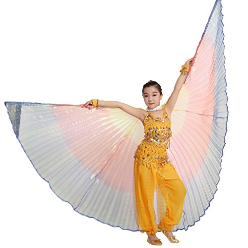 MUNAFIE Halloween Costumes Belly Dance Isis Wings for Children Kids White