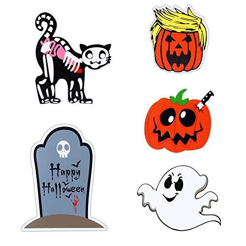ThinkMax 9 Pcs Halloween Yard Signs with Stake for Halloween Outdoor Lawn Yard Decorations, Trick or Treating, Halloween Prop (Halloween)