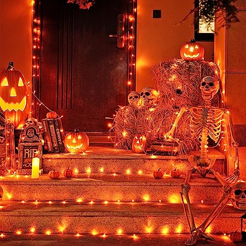JMEXSUSS 600 LED Halloween Lights Outdoor Waterproof, 8 Modes Orange String Lights Plug in Orange Halloween Tree Lights for Room, Fireplace, Party, House, Yard, Halloween Thanksgiving Decorations