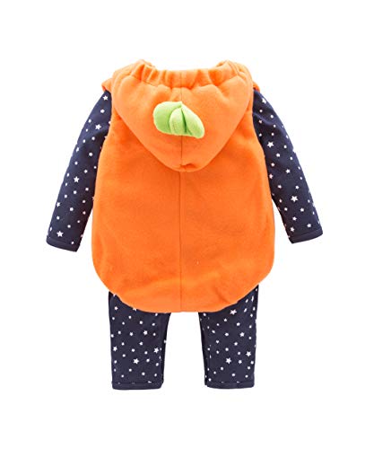 May's Infant Toddler Halloween Baby Kids Cute Pumpkin Costume Polar Fleece Comfy Jumpsuit Orange/Black