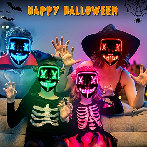 Lumiparty 4 PACK Halloween Scary Mask LED Mask LED Purge Mask LED Light Up Mask for Halloween Costume. (style3)