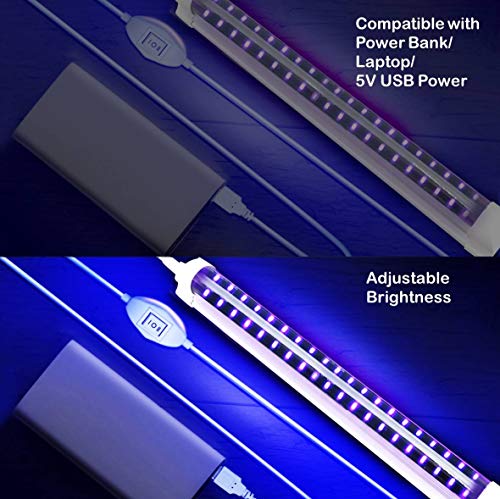 Wennyn LED Black Light, 10W USB Compatible UV LED Blacklight Tube for Black Light Bulb Replacement, Glow in The Dark, Halloween, Blacklight Posters, Black Light Parties, Fluorescent Glow