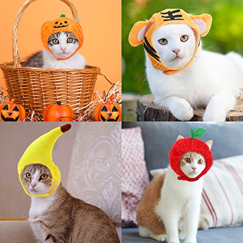 11 Pcs Pet Hats Cat Dog Costume Hat Bunny Ears Banana Sunflower Fruit Pineapple Pumpkin Hats Cat Lion Mane Panda Costume Cat Party Accessories Headwear for Small Puppy Dog Cats Kitten