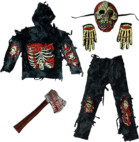 Spooktacular Creations Zombie Deluxe Costume, Scary Halloween Zombie Costume for Boys, Monsters Costume with Toy Axe-M(8-10yr)