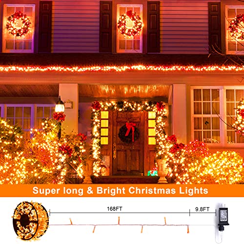 JMEXSUSS 600 LED Halloween Lights Outdoor Waterproof, 8 Modes Orange String Lights Plug in Orange Halloween Tree Lights for Room, Fireplace, Party, House, Yard, Halloween Thanksgiving Decorations