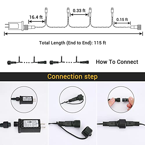 Joomer Orange Purple Halloween Lights 100FT 300 LED Connectable Halloween String Lights with 8 Modes Timer Waterproof Plug-in Orange Purple String Lights for Indoor Outdoor Halloween Decorations