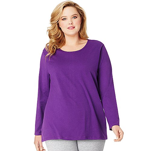 JUST MY SIZE womens Just My Size Women's Plus Size Long Sleeve Tee Shirt, Violet Splendor, 5X US