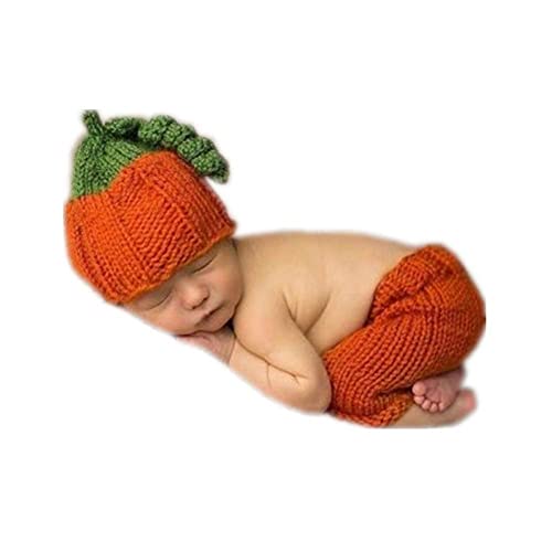 Vemonllas Fashion Cute Newborn Boy Girl Baby Outfits Photography Props Pumpkin Hat Pants Clothes