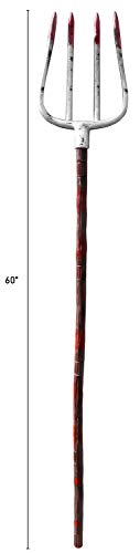 Nicky Bigs Novelties Pitchfork Costume Accessories and Halloween Prop, Scary Pronged Fork with Fake Blood and Realistic Faux Wood Handle, Strong Heavy-Duty Plastic, 56 Multi