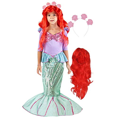 Spooktacular Creations Deluxe Mermaid Costume Set with Red Wig and Headband (Toddler (3-4))