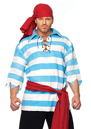 Leg Avenue mens Â– 4 Piece Pillaging Pirate Pirate Halloween Set for Men Adult Sized Costumes, Blue/White, X-Large US