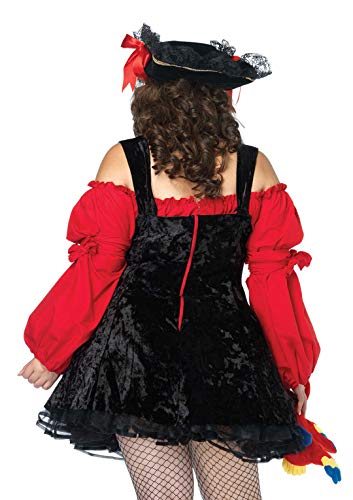 Leg Avenue Plus Size Vixen Pirate Wench-Sexy Velvet Lace Up Corset Dress-Halloween Costume Set for Women, Red/Black, 3X/ 4X