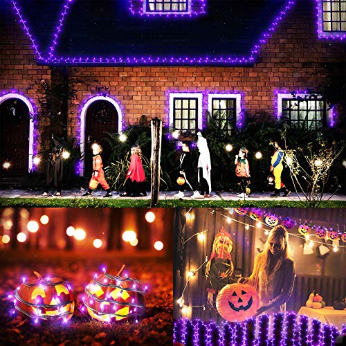 Solar Purple Christmas Lights Outdoor - 72FT 200 LED Waterproof Mini Solar Powered Purple String Lights 8 Modes Solar Outdoor Tree lights for Christmas Party Patio Garden Holiday Yard Xmas Decoration