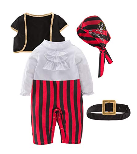 May's Baby Boys Captain Infant Costumes Cap Stinker Pirate Costume 4pcs Set