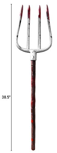 Nicky Bigs Novelties Pitchfork Costume Accessories and Halloween Prop, Scary Pronged Fork with Fake Blood and Realistic Faux Wood Handle, Strong Heavy-Duty Plastic, 56 Multi