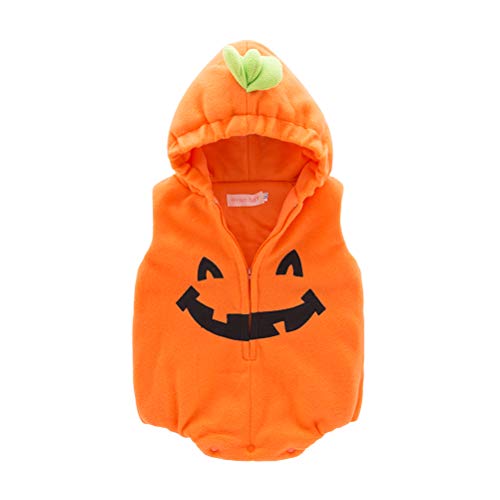 May's Infant Toddler Halloween Baby Kids Cute Pumpkin Costume Polar Fleece Comfy Jumpsuit Orange/Black