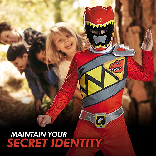 Red Power Rangers Costume for Kids. Official Licensed Red Ranger Dino Charge Classic Muscle Power Ranger Suit with Mask for Boys & Girls, Medium (7-8)