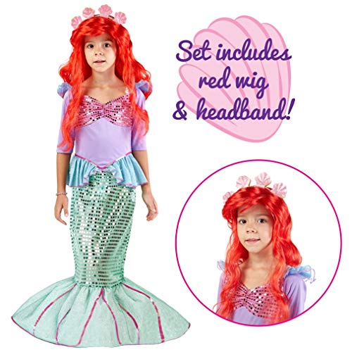 Spooktacular Creations Deluxe Mermaid Costume Set with Red Wig and Headband (Toddler (3-4))