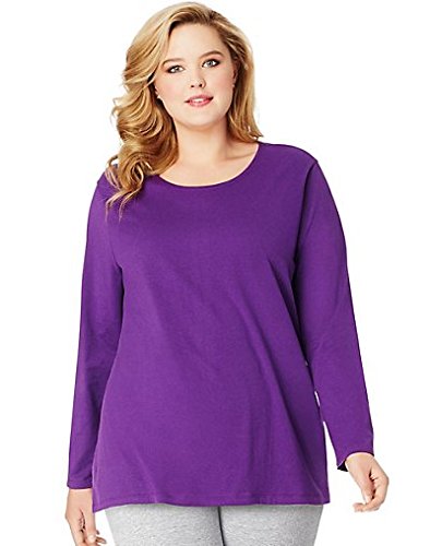 JUST MY SIZE womens Just My Size Women's Plus Size Long Sleeve Tee Shirt, Violet Splendor, 5X US