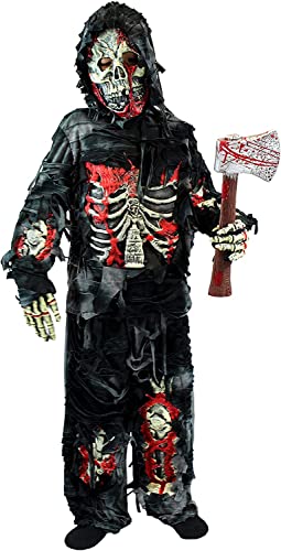 Spooktacular Creations Zombie Deluxe Costume, Scary Halloween Zombie Costume for Boys, Monsters Costume with Toy Axe-M(8-10yr)