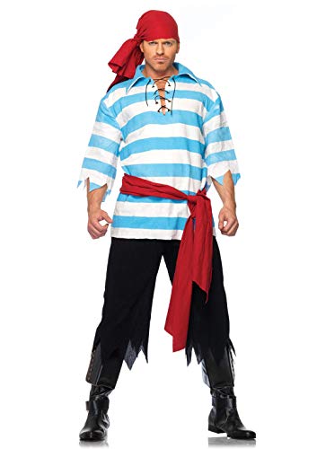 Leg Avenue mens Â– 4 Piece Pillaging Pirate Pirate Halloween Set for Men Adult Sized Costumes, Blue/White, X-Large US