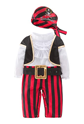 May's Baby Boys Captain Infant Costumes Cap Stinker Pirate Costume 4pcs Set