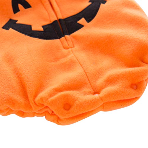 May's Infant Toddler Halloween Baby Kids Cute Pumpkin Costume Polar Fleece Comfy Jumpsuit Orange/Black