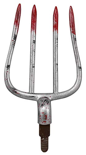 Nicky Bigs Novelties Pitchfork Costume Accessories and Halloween Prop, Scary Pronged Fork with Fake Blood and Realistic Faux Wood Handle, Strong Heavy-Duty Plastic, 56 Multi
