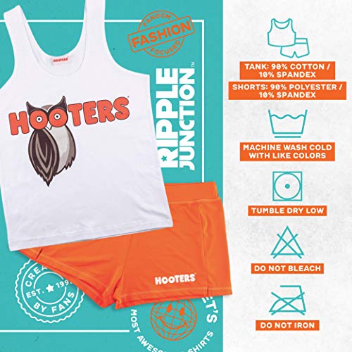 Ripple Junction Hooters Girl Classic Waitress Role Play Costume Uniform Outfit w/Tank Top Shorts Adult Women's M Orange White