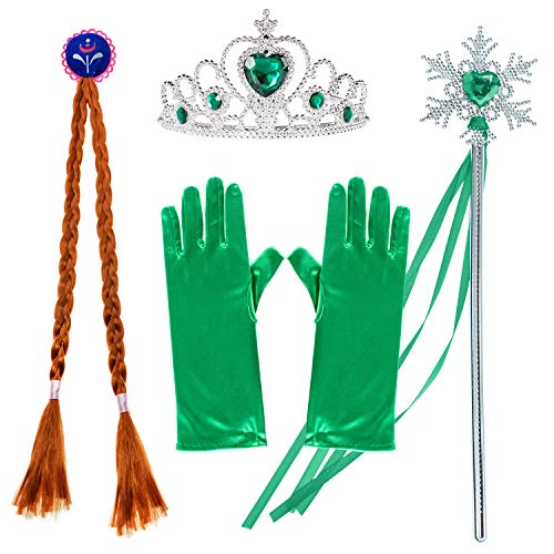 Party Chili Princess Costumes Birthday Party Fancy Dress Up for Little Girls with Wig,Crown,Mace,Gloves Years (140cm)