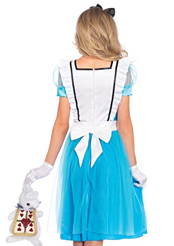 Leg Avenue 2 Piece Classic Alice in Wonderland Set-Cute Apron Dress and Headband Halloween Costume for Adult Women, Blue/White, Large